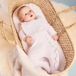 White Cotton Babygrow & Embroidered Bib Set