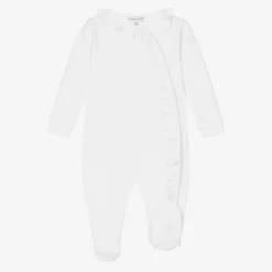 White Cotton Babygrow & Embroidered Bib Set