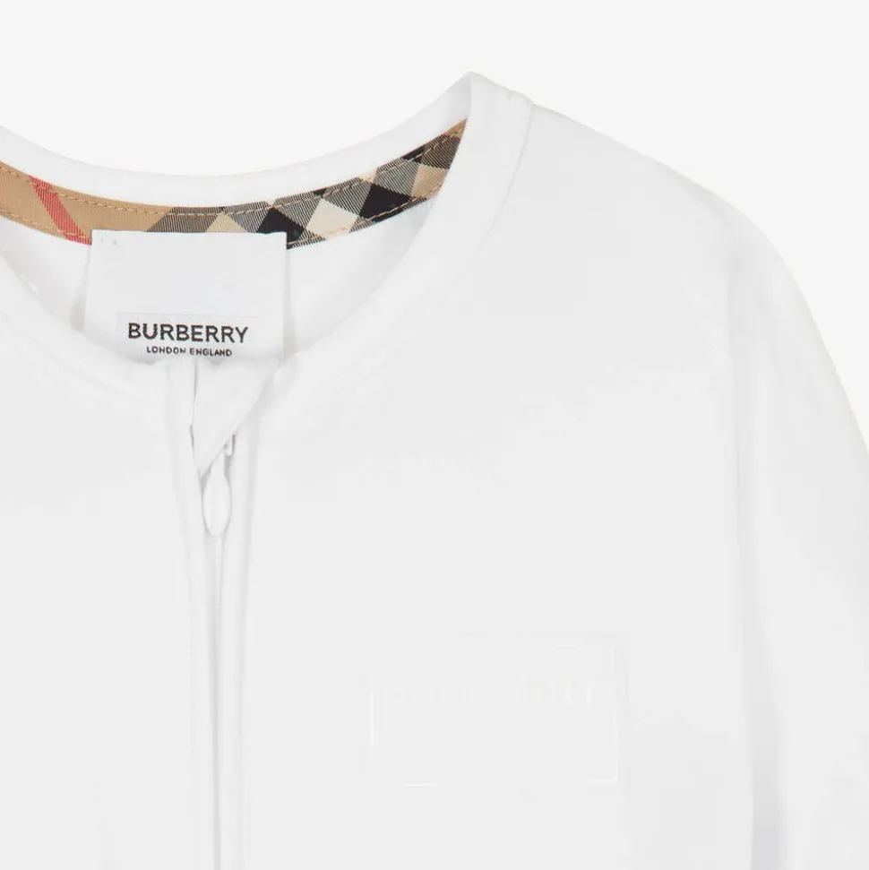 White Cotton Check Babysuit Gift Set