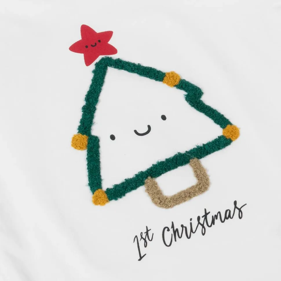 White Cotton Christmas Baby Top