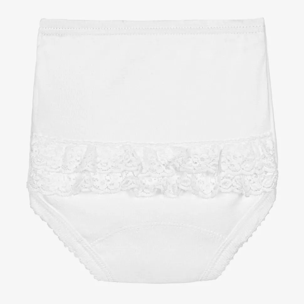 White Cotton Frilly Pants