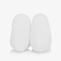 White Cotton Knit Baby Booties