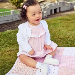 White Cotton Knitted Baby Cardigan