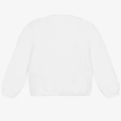 White Cotton Knitted Baby Cardigan