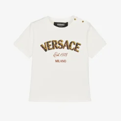 White Cotton Leopard Print Baby T-Shirt