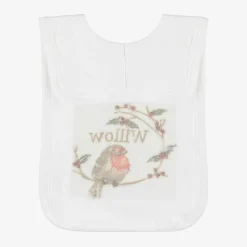 White Cotton Personalised Robin Bib