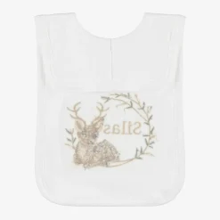 White Cotton Personalised Reindeer Bib