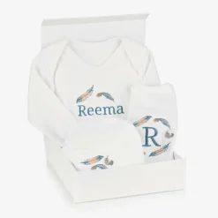 White Feather Personalised Babysuit Gift Set