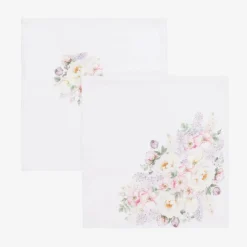 White Floral Muslin Cloths (2 Pack)