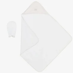 White Forest Fun Hooded Towel & Mitten Set