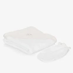 White Forest Fun Hooded Towel & Mitten Set