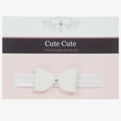 White Glitter Bow Headband