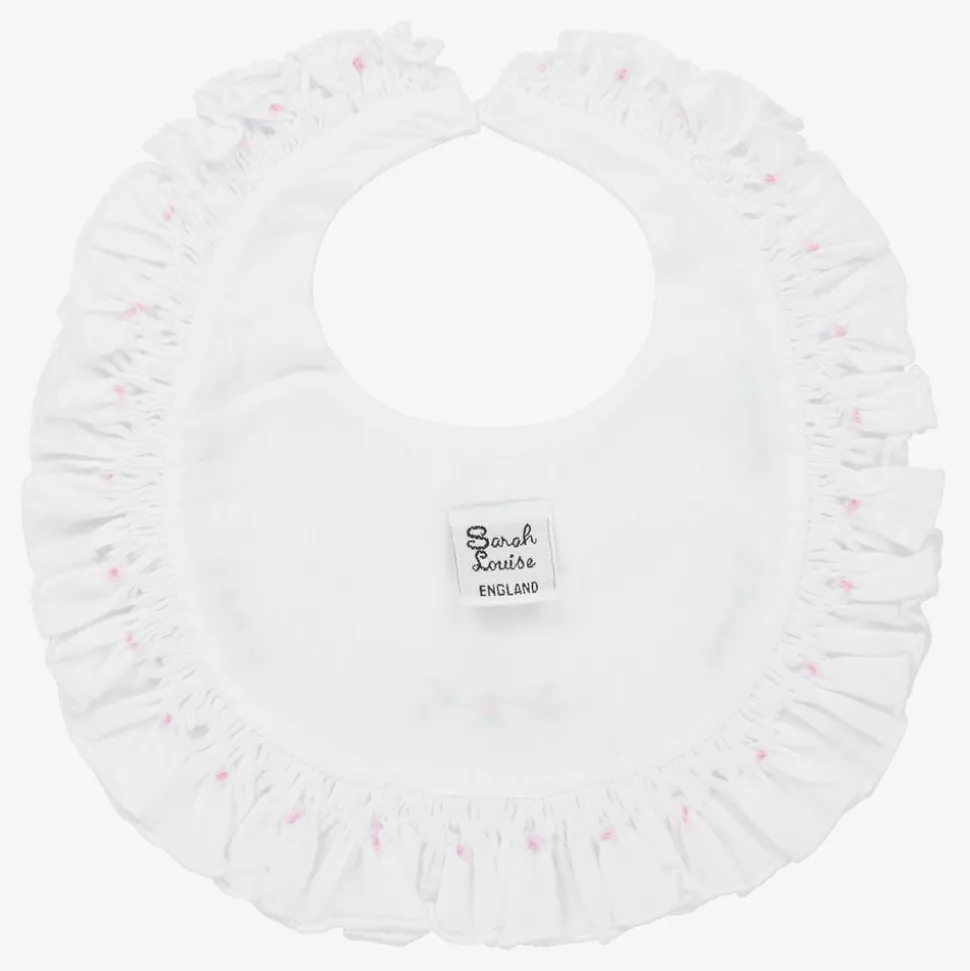 White Hand-Smocked Baby Bib