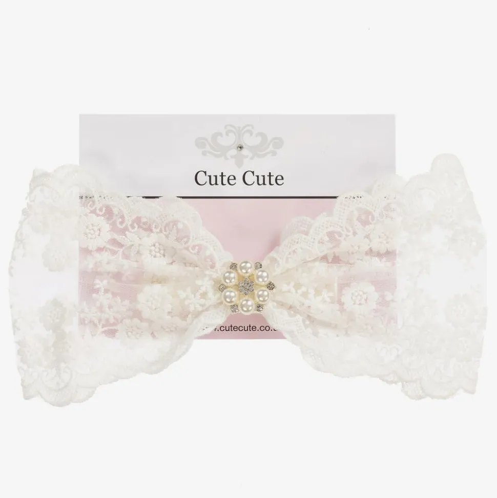 White Lace Bow Headband (24cm)
