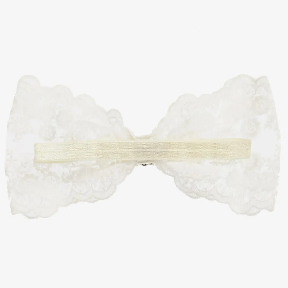 White Lace Bow Headband (24cm)
