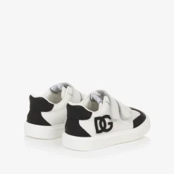 White Leather DG Velcro Baby Trainers