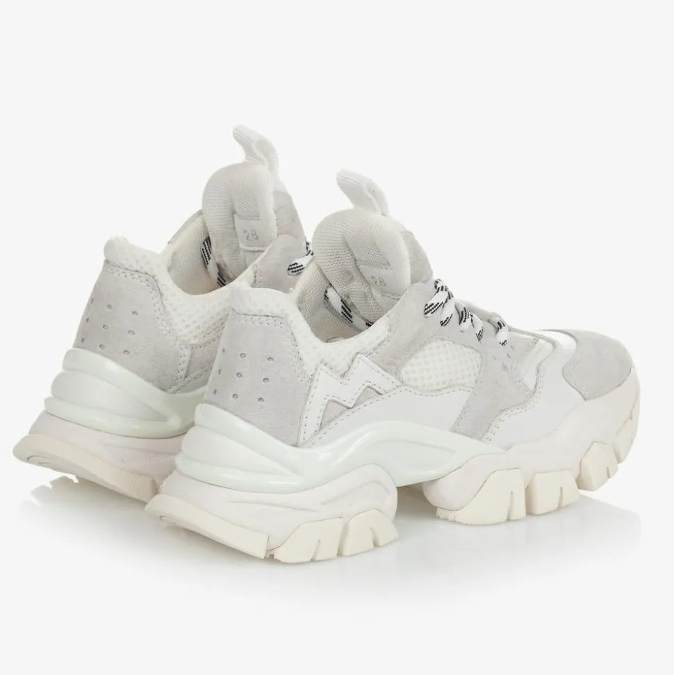 White Leather Lace-Up Trainers