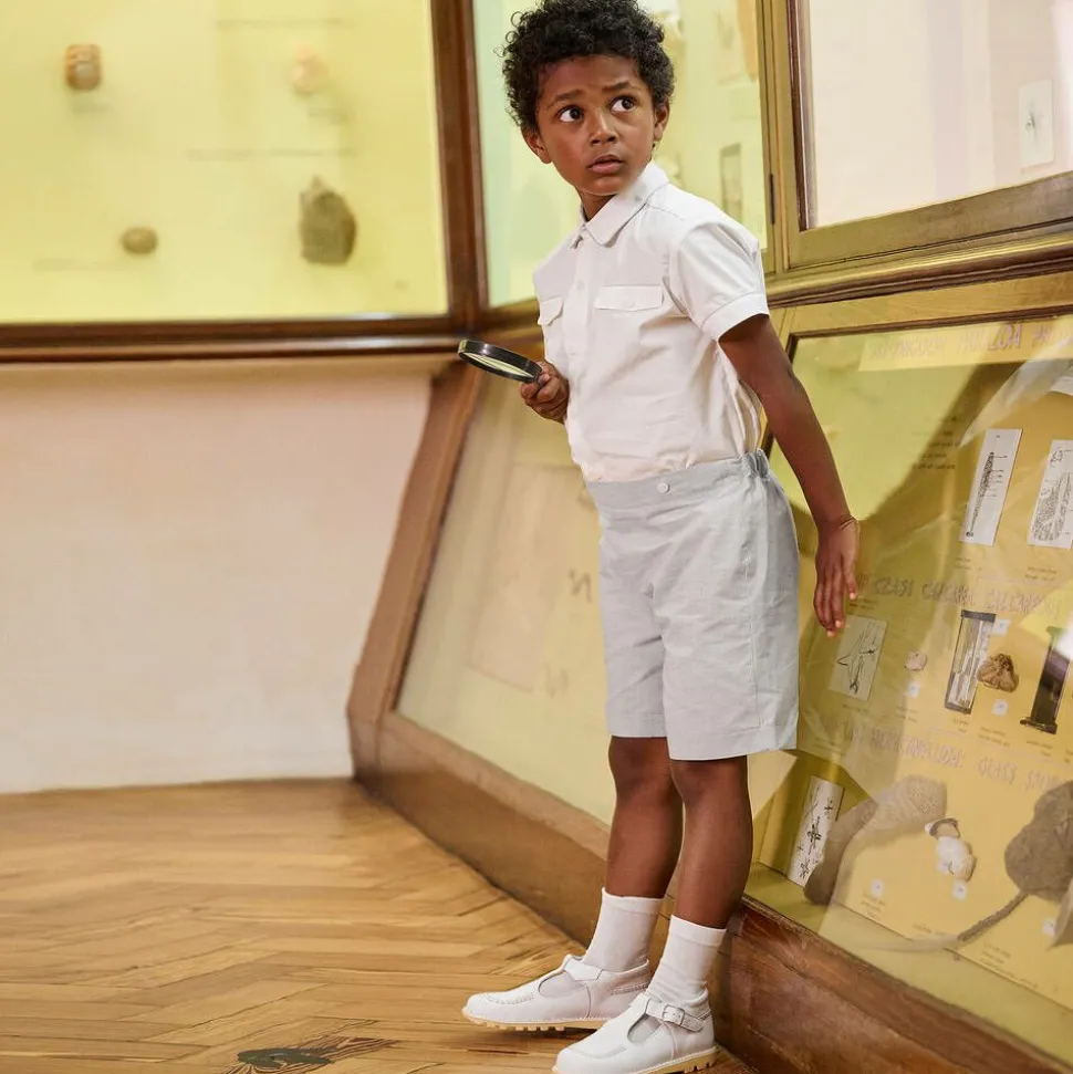 White Leather T-Bar Shoes