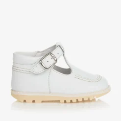 White Leather T-Bar Shoes