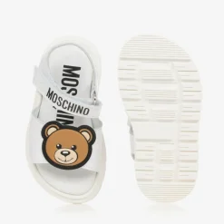 White Leather Teddy Bear Baby Sandals