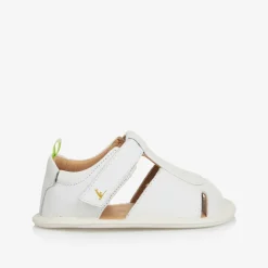 White Leather Velcro Sandals