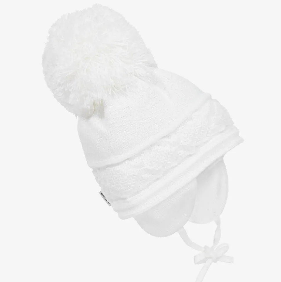 White Malva Giant Pom-Pom Hat