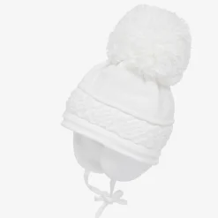 White Malva Giant Pom-Pom Hat