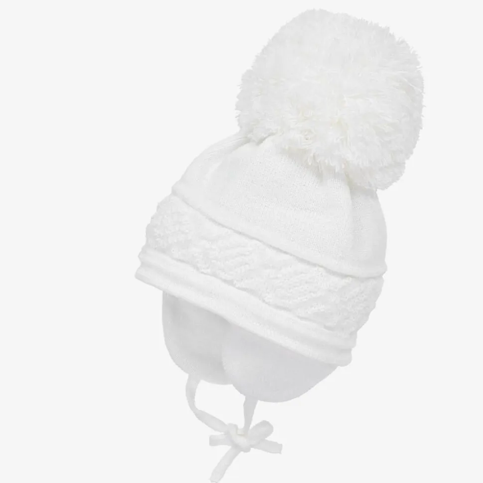 White Malva Giant Pom-Pom Hat