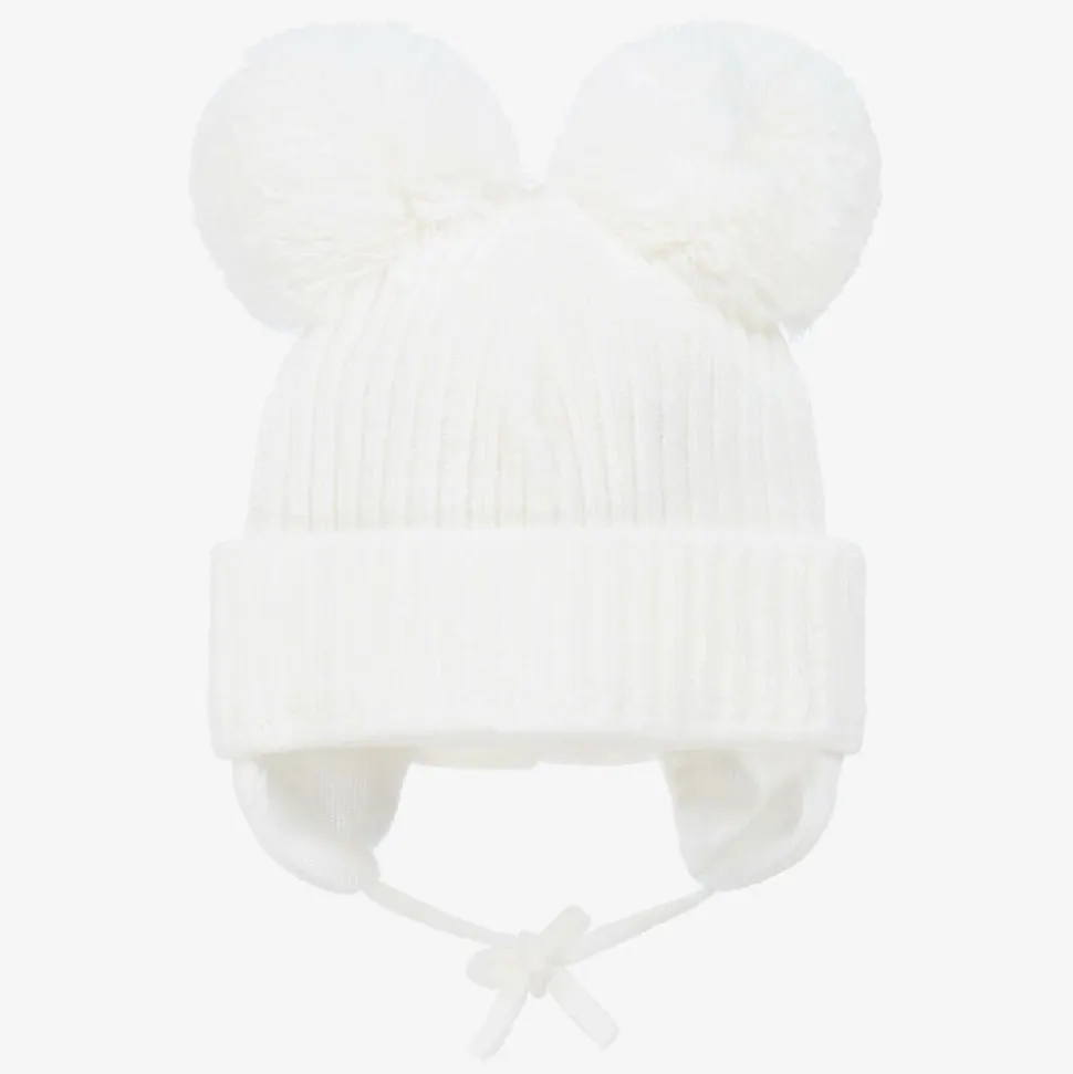 White Minnie Double Pom-Pom Hat