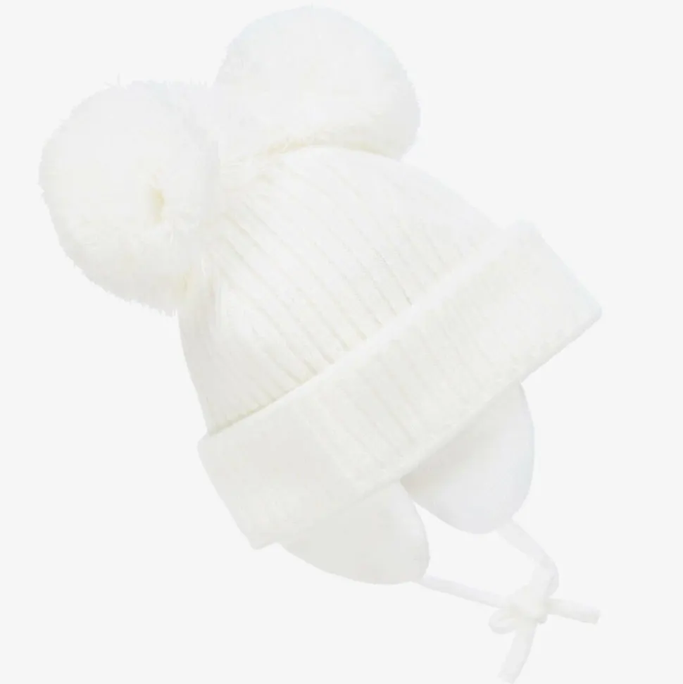White Minnie Double Pom-Pom Hat