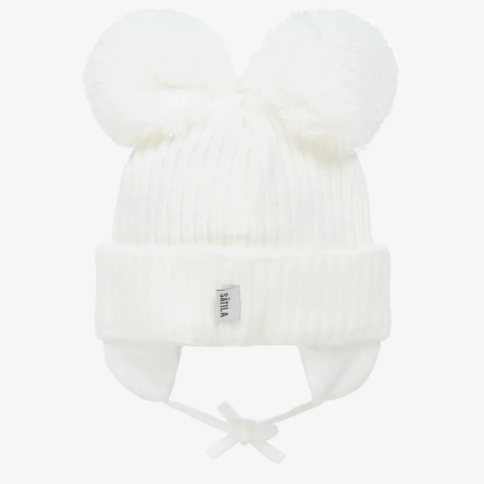 White Minnie Double Pom-Pom Hat