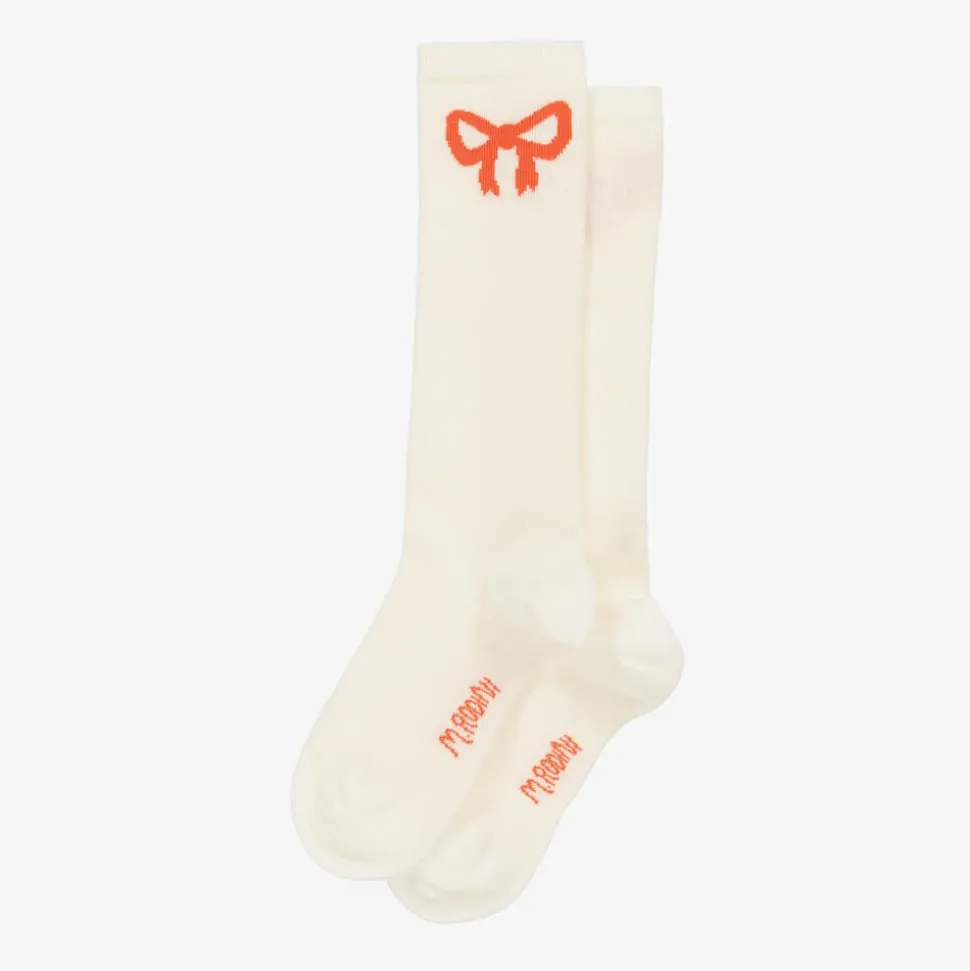 White Organic Cotton Bow Socks