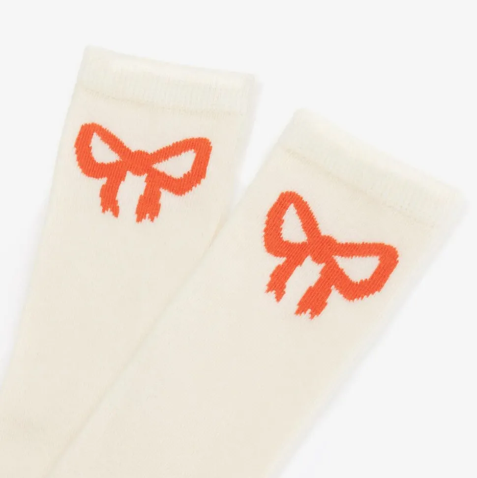 White Organic Cotton Bow Socks