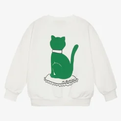 White Organic Cotton Cat Print Sweatshirt
