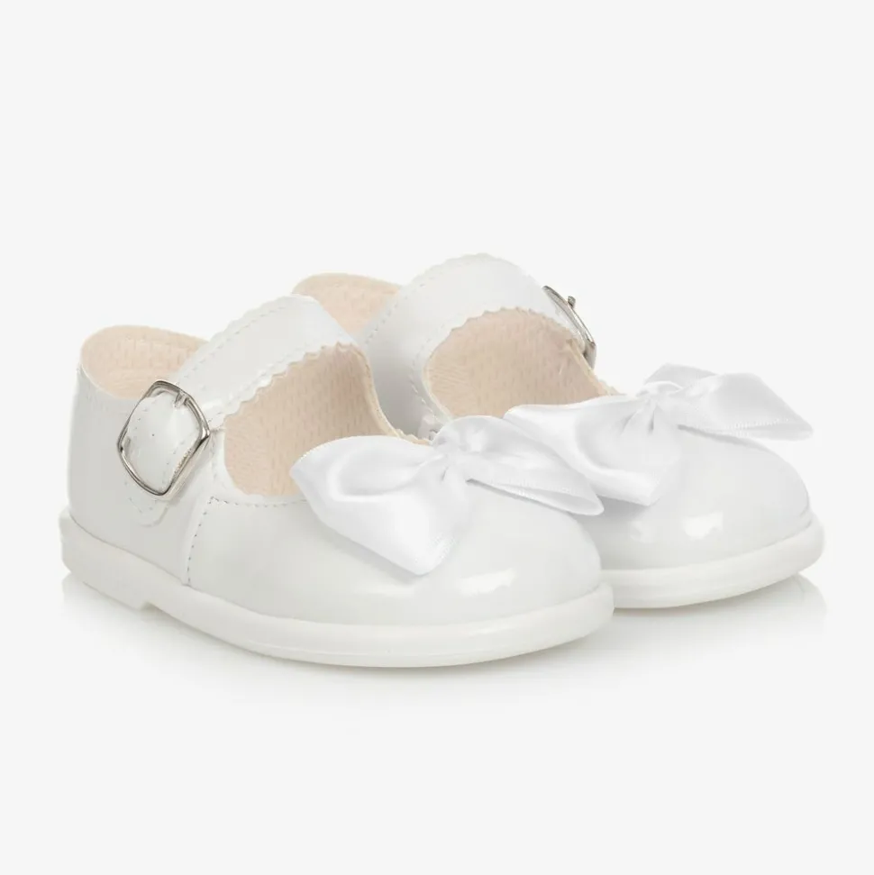 White Patent Bar Shoes