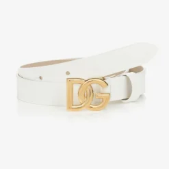 White Patent Leather DG Logo Belt