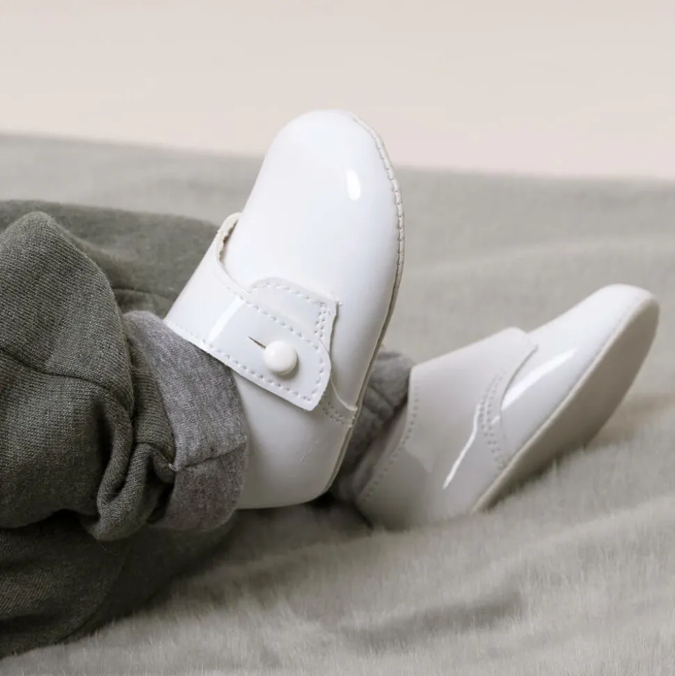 White Patent Pre-Walker Shoes