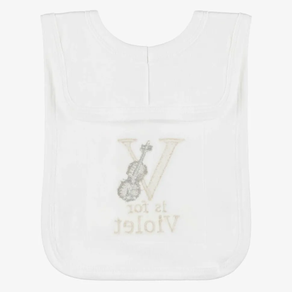 White Personalised 'V' Initial Bib