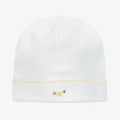 White Pima Cotton Bee Hive Baby Hat
