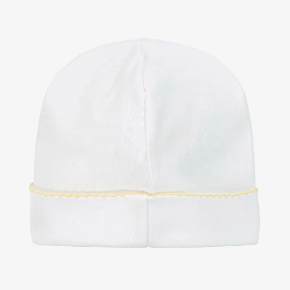 White Pima Cotton Bee Hive Baby Hat
