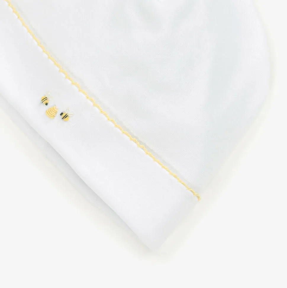 White Pima Cotton Bee Hive Baby Hat