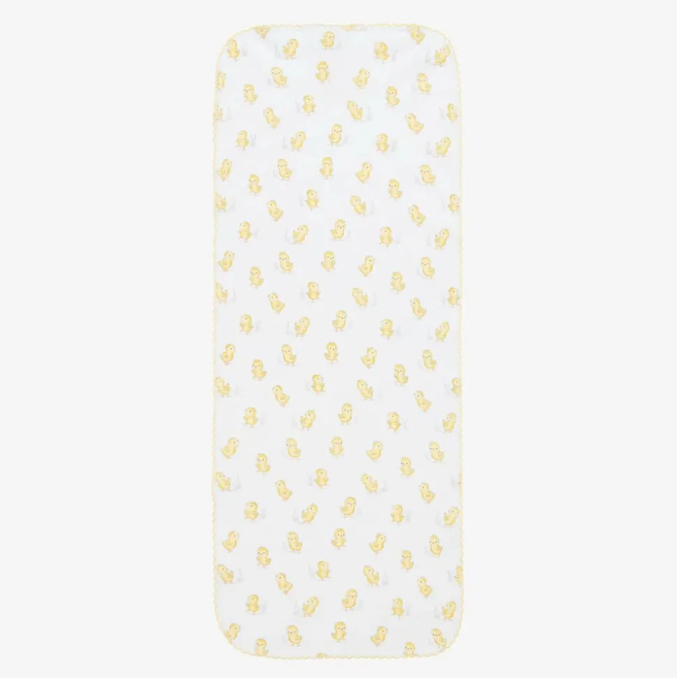 White Pima Cotton Cheery Chicks Burp Cloth (49cm)