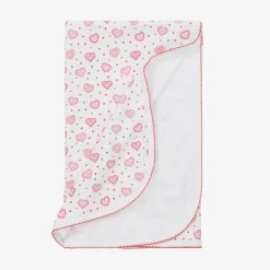 White Pima Cotton Heartfelt Hearts Blanket (73cm)