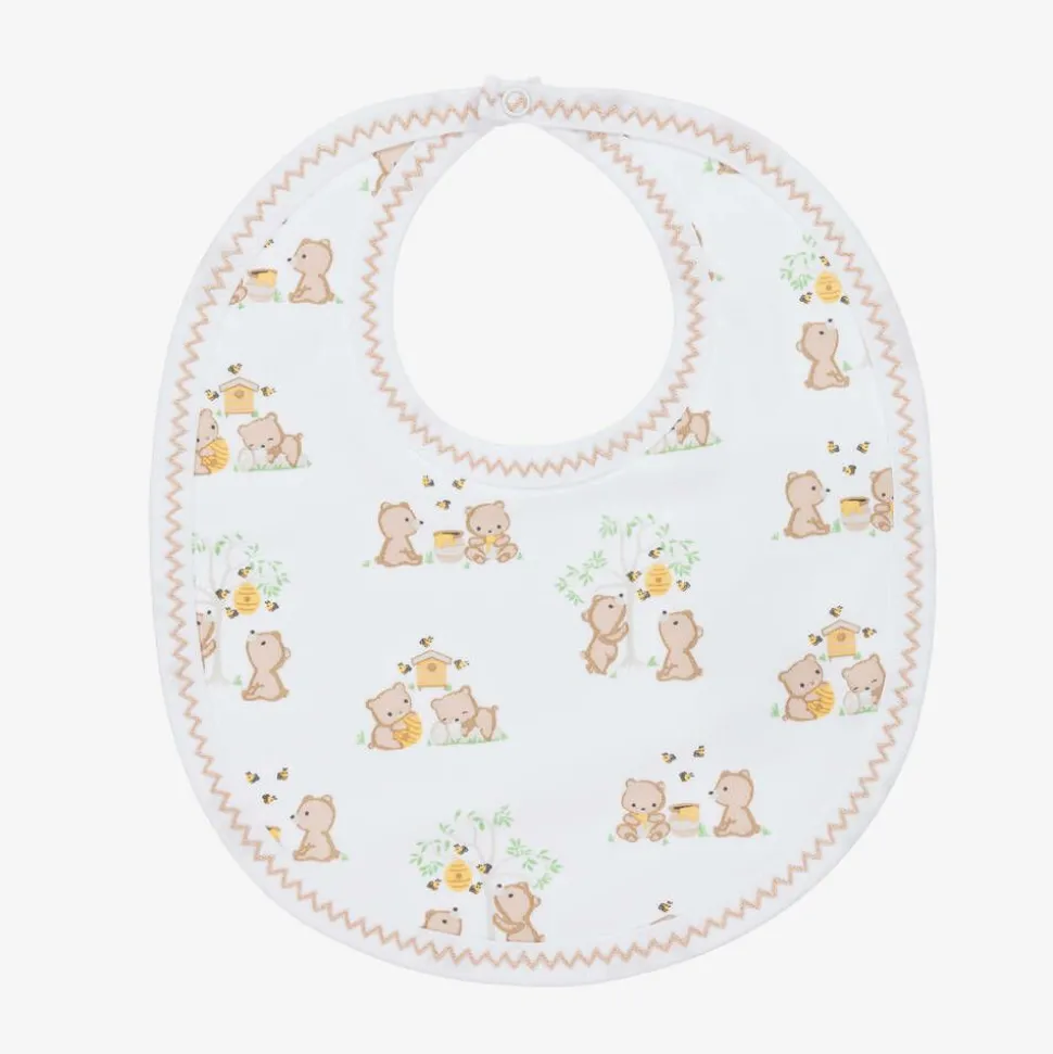 White Pima Cotton Honey Bear Cubs Bib