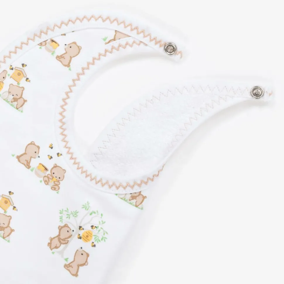 White Pima Cotton Honey Bear Cubs Bib