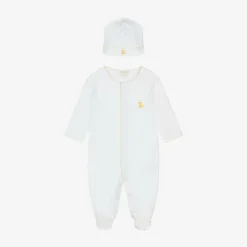 White Pima Duckling Babygrow & Hat Set