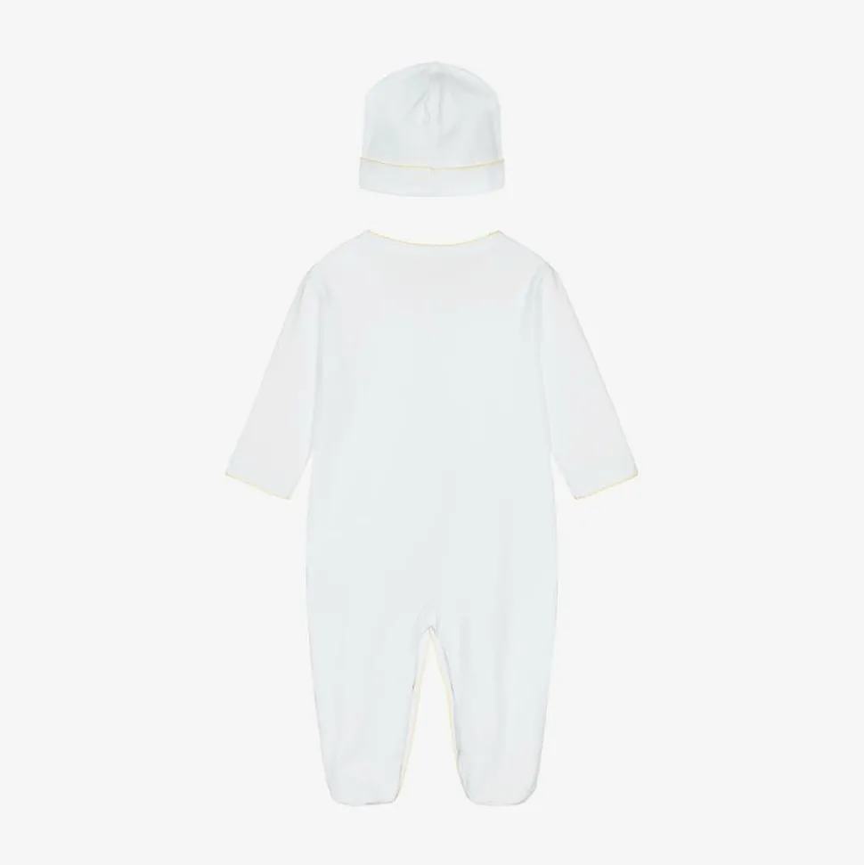 White Pima Duckling Babygrow & Hat Set