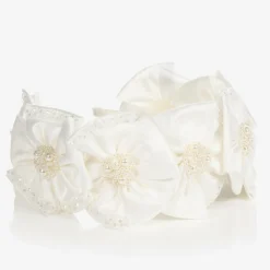 White Satin Flower Hairband