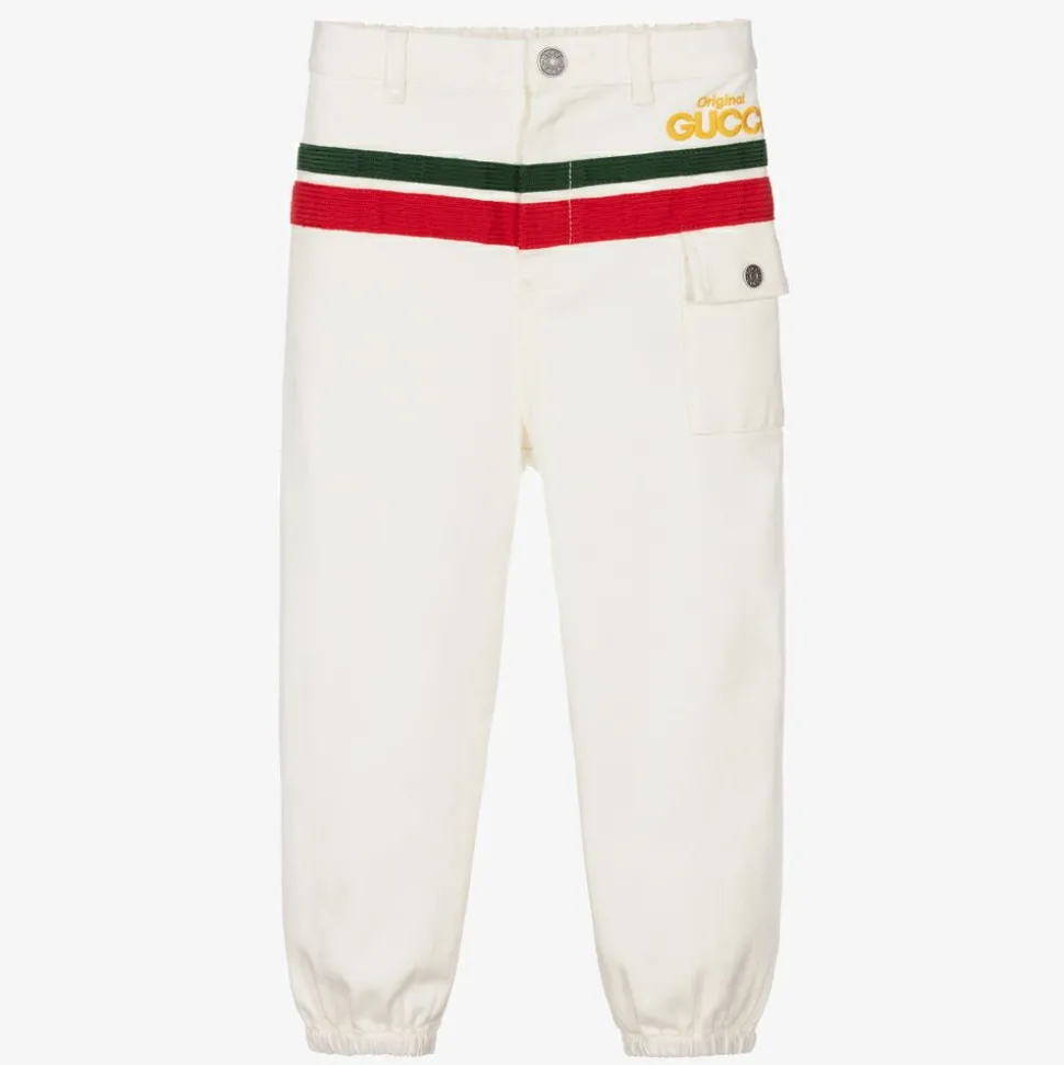 White Web Stripe Denim Jeans