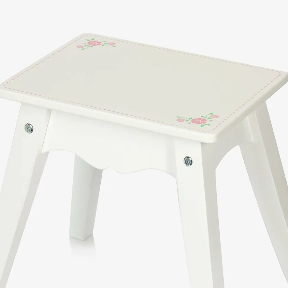 White Wooden Dressing Table & Stool Set (95cm)
